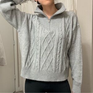 Cider | Viscose Half Zip Argyle Knit | Sweater | Grey | Size L | EUC